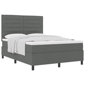 vidaXL Lit à ressorts avec matelas Gris foncé 140 x 200 cm tissu