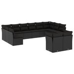 vidaXL Salon de jardin 12 Pièces avec coussins noir résine tressée