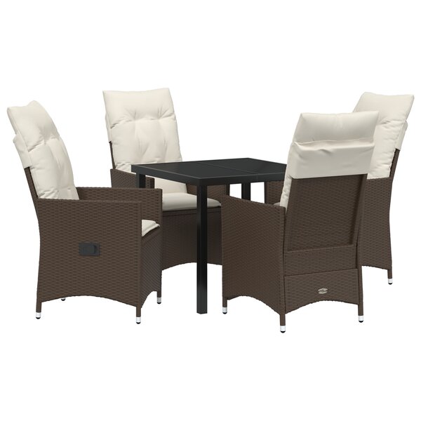 vidaXL Ensemble de salle à manger de jardin 5 pièces avec coussins en poly rotin marron