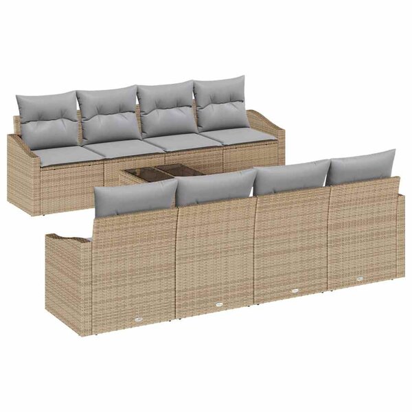 vidaXL Ensemble de canapé de jardin 9 Pièces Beige  Gris clair