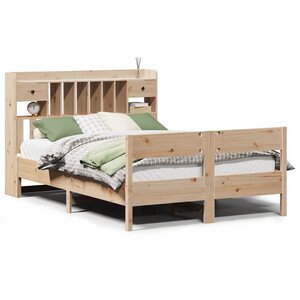 vidaXL Lit bibliothèque sans matelas 140x190 cm bois de pin massif