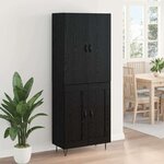 vidaXL Haut Armoire 2 Pièces Chêne noir Bois d'ingénierie et verre