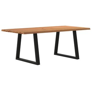 vidaXL Table à manger avec bord naturel 200x100x74cm bois massif chêne