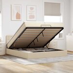 VidaXL Cadre de lit ottoman avec matelas crème 200x200 cm tissu