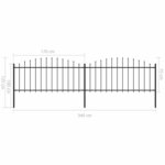 vidaXL Clôture de jardin à dessus en lance Acier (0 5-0 75)x3 4 m Noir