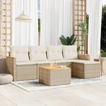 vidaXL Salon de jardin avec coussins 6 Pièces beige résine tressée