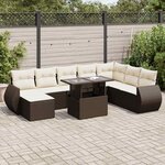 vidaXL Salon de jardin avec coussins 9 Pièces marron résine tressée