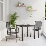 vidaXL Ensemble de Salle à Manger de Jardin 3 pièces Noir Corde de Coton et Acier