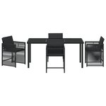 vidaXL Ensemble de Salle à Manger de Jardin de 5 Pièces avec Coussins Noir Rattan PE