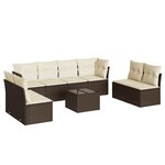 vidaXL Salon de jardin avec coussins 9 Pièces marron résine tressée
