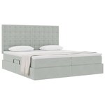 vidaXL Lit de Rangement avec matelas Gris clair 200 x 200 cm Velours