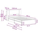 vidaXL Cadre de lit avec rangement avec tiroir Sonoma gris 90 x 200 cm