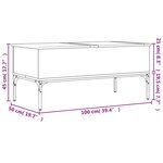 vidaXL Table basse chêne fumé 100x50x45 cm bois d'ingénierie et métal
