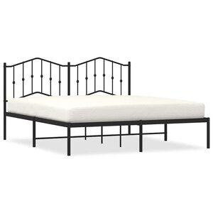 vidaXL Cadre de lit métal sans matelas avec tête de lit noir 183x213cm