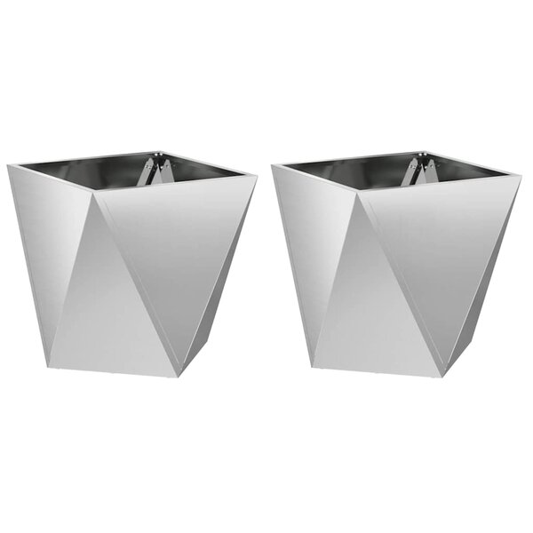 vidaXL Jardinière 2 Pièces Argent 40 x 40 x 40 cm Acier galvanisé
