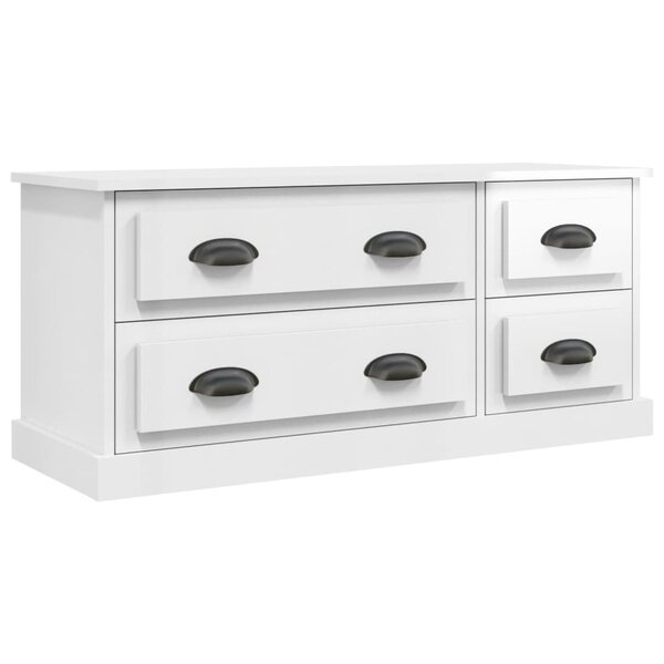 vidaXL Meuble TV blanc brillant 100x35 5x45 cm bois d'ingénierie