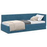 vidaXL Cadre de lit d'angle Bleu 80 x 200 cm Velours