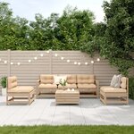 vidaXL Salon de jardin 6 Pièces avec coussins Bois de pin massif