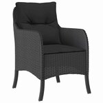 vidaXL Ensemble de salle à manger pour jardin 7 Pièces Noir Poly rotin