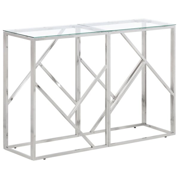 vidaXL Table console argenté acier inoxydable et verre trempé