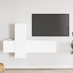 vidaXL Ensemble de meubles TV 3 Pièces Blanc Bois d'ingénierie