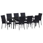vidaXL Ensemble de salle à manger de jardin 5 pièces noir rattan poly