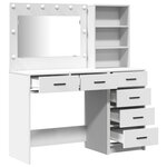 vidaXL Ensemble de Coiffeuse 2 Pièces avec Lumières LED en Bois Blanc