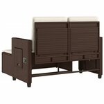 vidaXL Banc inclinable de jardin avec coussins marron résine tressée