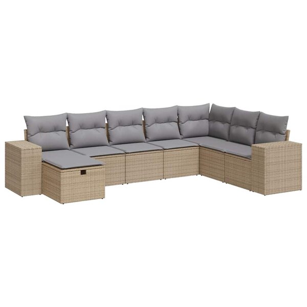 vidaXL Salon de jardin avec coussins 8 Pièces beige résine tressée