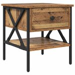 vidaXL Table de chevet avec tiroir 2 Pièces Bois ancien 40 x 42 x 45 cm