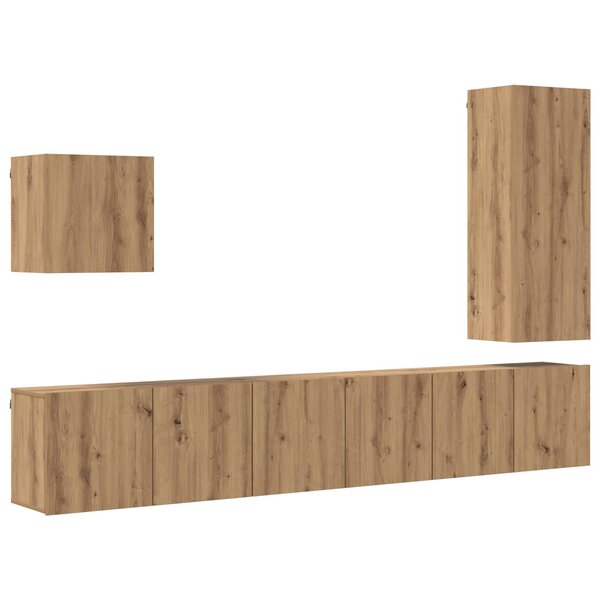 vidaXL Unité murale de TV 5 Pièces Chêne artisanal Bois d'ingénierie