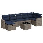 vidaXL Salon de jardin 8 Pièces avec coussins gris résine tressée