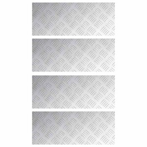 vidaXL Plaques à damier 4 Pièces Argent 50 x 20 cm Aluminium