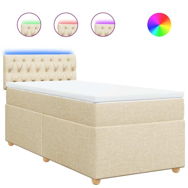vidaXL Sommier à lattes de lit avec matelas Crème 80x200 cm Tissu