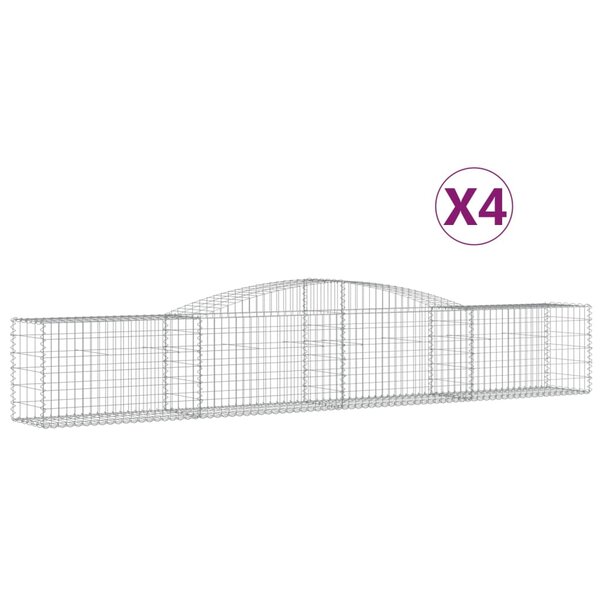 vidaXL Paniers à gabions arqués 4 Pièces 400x50x60/80 cm Fer galvanisé
