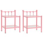 vidaXL Tables de chevet 2 Pièces Rose et transparent Métal et verre
