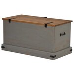 vidaXL Coffre de rangement HALDEN gris 91x48x47 cm bois massif pin