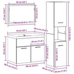 vidaXL Ensemble de mobilier de salle de bain avec étagère 4 Pièces Marron