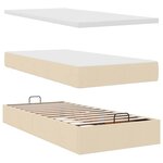 vidaXL Cadre de lit ottoman avec matelas crème 80x200 cm tissu