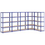 vidaXL Étagères à 5 niveaux 5 Pièces Bleu Acier et bois d'ingénierie