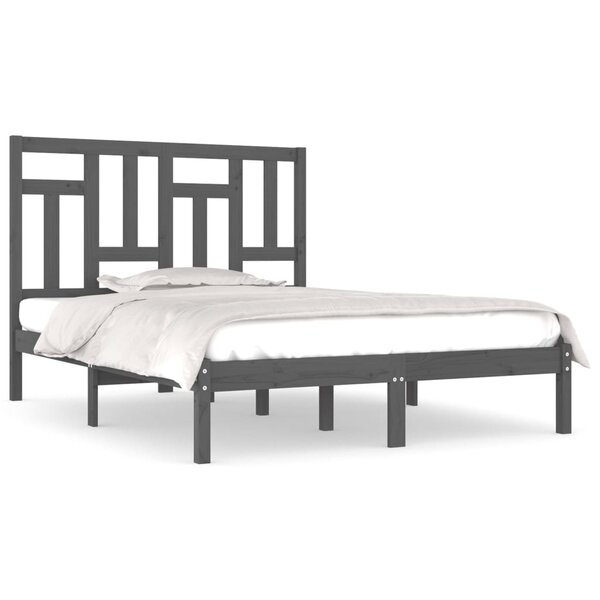 vidaXL Cadre de lit sans matelas gris 200x200 cm bois massif de pin