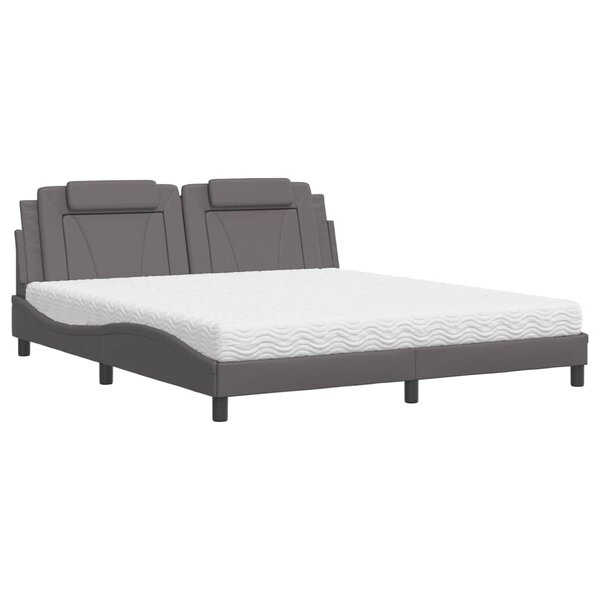 vidaXL Lit Viana avec matelas gris 180x200 cm similicuir