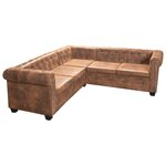 vidaXL Canapé d'angle Chesterfield 5 places en similicuir marron