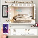 Miroir de maquillage avec 15 led miroir hollywood à intensité variable 3 couleurs commande tactile intelligente loupe mural ou de table blanc 20_0008909