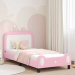 vidaXL Cadre de lit pour enfants avec tête de lit Rose 90 x 190 cm PU