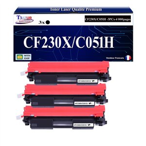 T3AZUR - 3x Toners compatibles avec Canon 051H pour Canon LBP-160  LBP-162dw  MF-264dw  MF-267dw  MF-269dw Noir - 4 000p