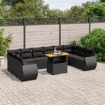 vidaXL Salon de jardin 11 Pièces avec coussins noir résine tressée