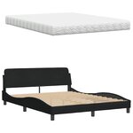 vidaXL Lit avec matelas Hanko noir 160x200 cm tissu