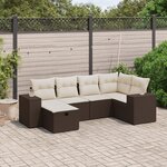 vidaXL Salon de jardin avec coussins 6 Pièces marron résine tressée