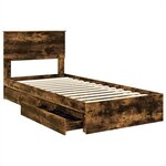 vidaXL Lit de Rangement Chêne fumé 75 x 190 cm Bois d'ingénierie